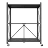 Smithers - Étagère Chariot Pliable Gain de Place 72x90x33,5 cm, 3 Niveaux, Repliable en Métal Noir