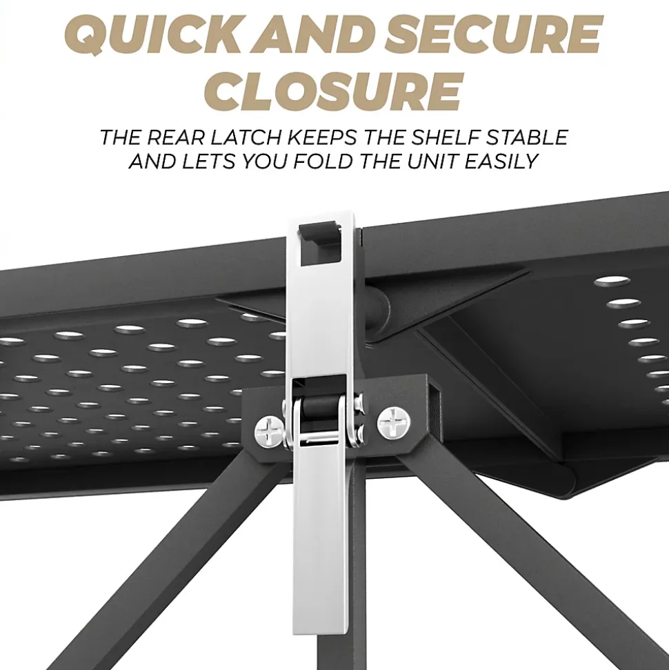 Smithers - Étagère Chariot Pliable Gain de Place 72x90x33,5 cm, 3 Niveaux, Repliable en Métal Noir
