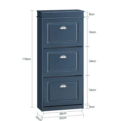 SoBuy Armoire à Chaussures avec 3 Abattants, Range 12 Paires, Bleue, 53x24x118 cm, FSR94-B
