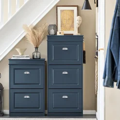 SoBuy Armoire à Chaussures avec 3 Abattants, Range 12 Paires, Bleue, 53x24x118 cm, FSR94-B