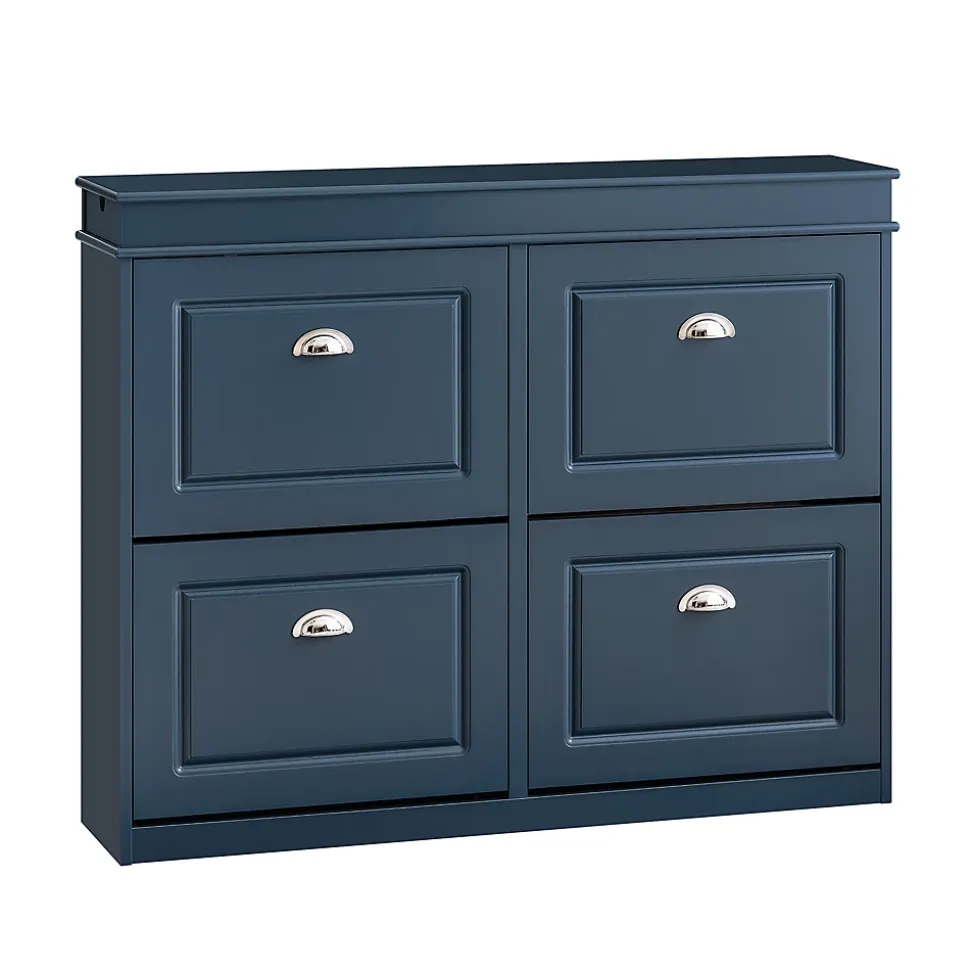 SoBuy Armoire à Chaussures avec 4 Abattants, Range-Chaussures 16 Paires, Bleu, 105x24x83 cm, FSR79-B