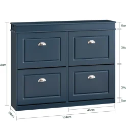 SoBuy Armoire à Chaussures avec 4 Abattants, Range-Chaussures 16 Paires, Bleu, 105x24x83 cm, FSR79-B