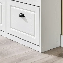 SoBuy Armoire à Chaussures 4 Portes, Range 16 Paires Effet Bois Vieilli Blanc