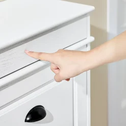 SoBuy Armoire à Chaussures 4 Portes, Range 16 Paires Effet Bois Vieilli Blanc