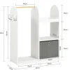 SoBuy Armoire Enfant avec Portant, 3 Étagères, Panier en Tissu et 3 Crochets Blancs