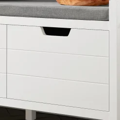 SoBuy Banc à Chaussures avec Rangement Fermé, Coussin Rembourré, Capacité 150 kg, Blanc