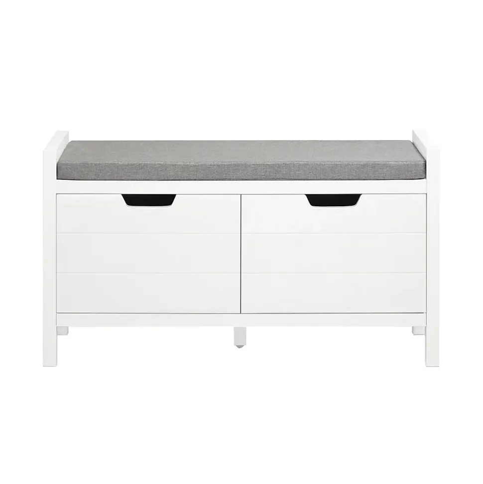 SoBuy Banc à Chaussures avec Rangement Fermé, Coussin Rembourré, Capacité 150 kg, Blanc