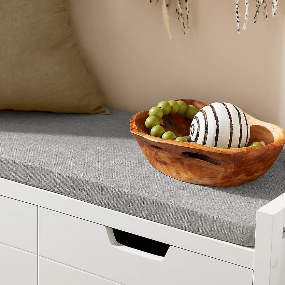 SoBuy Banc à Chaussures avec Rangement Fermé, Coussin Rembourré, Capacité 150 kg, Blanc
