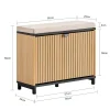SoBuy Banc à Chaussures Rembourré de Rangement Rabattable en Bois Clair Noir