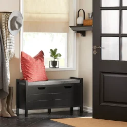 SoBuy Banc de Rangement à Chaussures avec 1 Tiroir Noir 91x30x50cm Fonctionnel FSR63-II-SCH