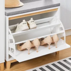 SoBuy Banc de Rangement à Chaussures avec Abattant Réglable et Coussin, 115kg