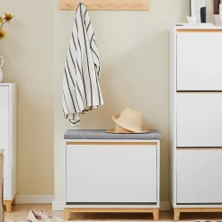 SoBuy Banc de Rangement à Chaussures avec Abattant Réglable et Coussin, 115kg