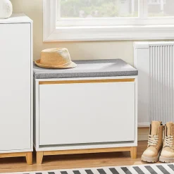 SoBuy Banc de Rangement à Chaussures avec Abattant Réglable et Coussin, 115kg