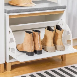 SoBuy Banc de Rangement à Chaussures avec Abattant Réglable et Coussin, 115kg