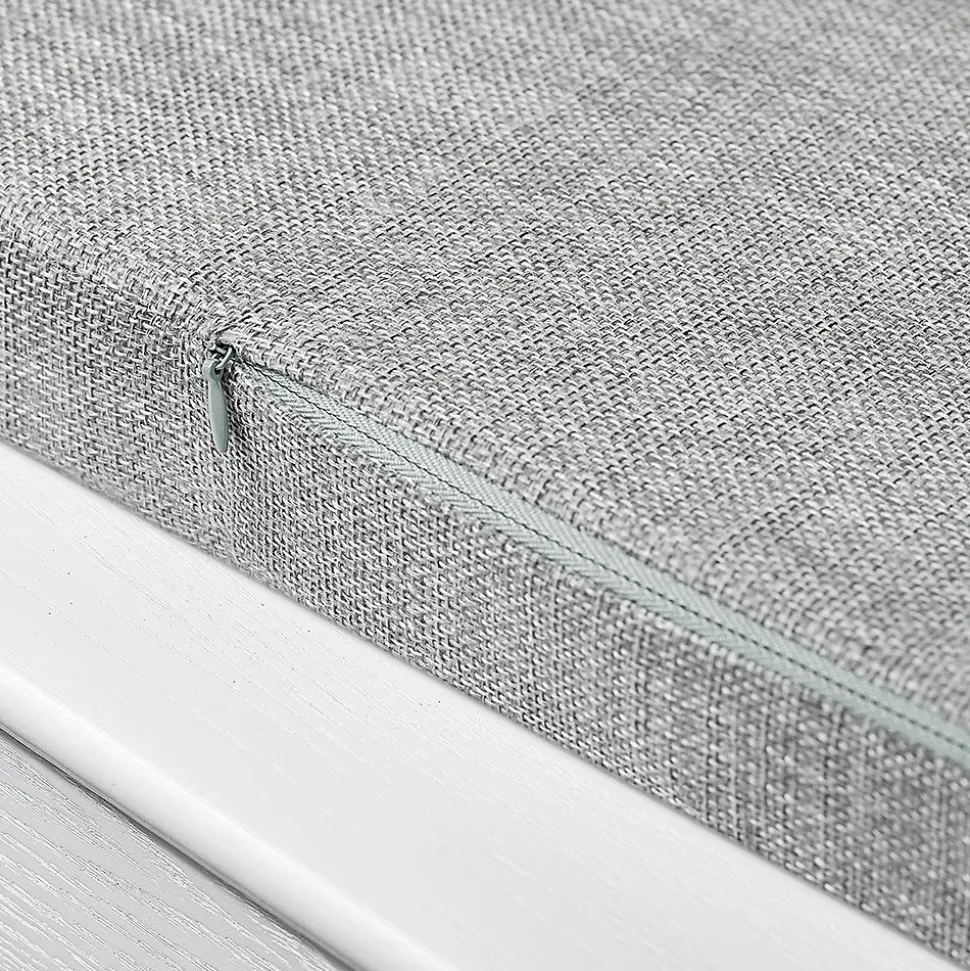 SoBuy Banc d'Entrée avec Rangement à Abattant, Coussin, Bois Vieilli Blanc 75x24x51cm 180kg