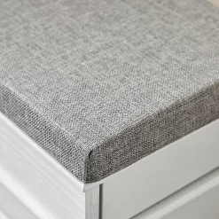 SoBuy Banc d'Entrée avec Rangement Abattant, Coussin et Bois Vieilli Blanc 61x24x51cm