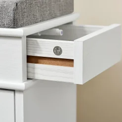 SoBuy Banc d'Entrée avec Rangement Abattant, Coussin et Bois Vieilli Blanc 61x24x51cm
