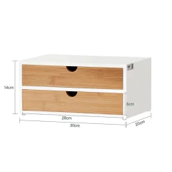 SoBuy Boîte de Rangement pour Capsules de Café en MDF de Bambou à 2 Tiroirs Organisateur de Bureau FRG180-WN