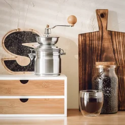 SoBuy Boîte de Rangement pour Capsules de Café en MDF de Bambou à 2 Tiroirs Organisateur de Bureau FRG180-WN
