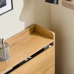 SoBuy Bureau Gaming Pliable avec Rangement, Table Multifonctionnelle Rabattable en Bois Naturel