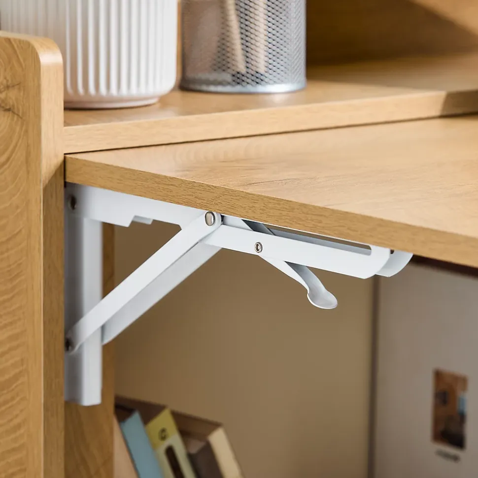 SoBuy Bureau Gaming Pliable avec Rangement, Table Multifonctionnelle Rabattable en Bois Naturel