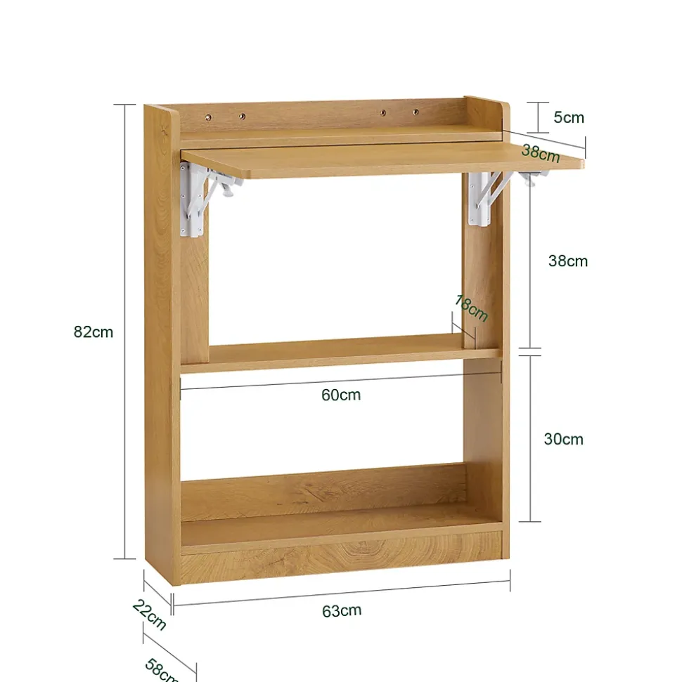 SoBuy Bureau Gaming Pliable avec Rangement, Table Multifonctionnelle Rabattable en Bois Naturel