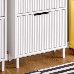 SoBuy FSR177-H-W Meuble à Chaussures 3 Portes Abattantes Blanc Armoire de Rangement Pratique pour Hall d'Entrée