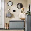 SoBuy FSR98-L-HG Banc à chaussures avec assise rembourrée et abattant, meuble d'entrée pratique, couleur gris