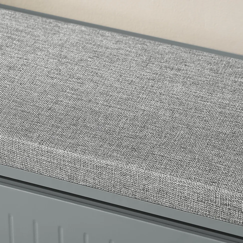 SoBuy FSR98-L-HG Banc à chaussures avec assise rembourrée et abattant, meuble d'entrée pratique, couleur gris