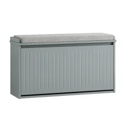 SoBuy FSR98-L-HG Banc à chaussures avec assise rembourrée et abattant, meuble d'entrée pratique, couleur gris