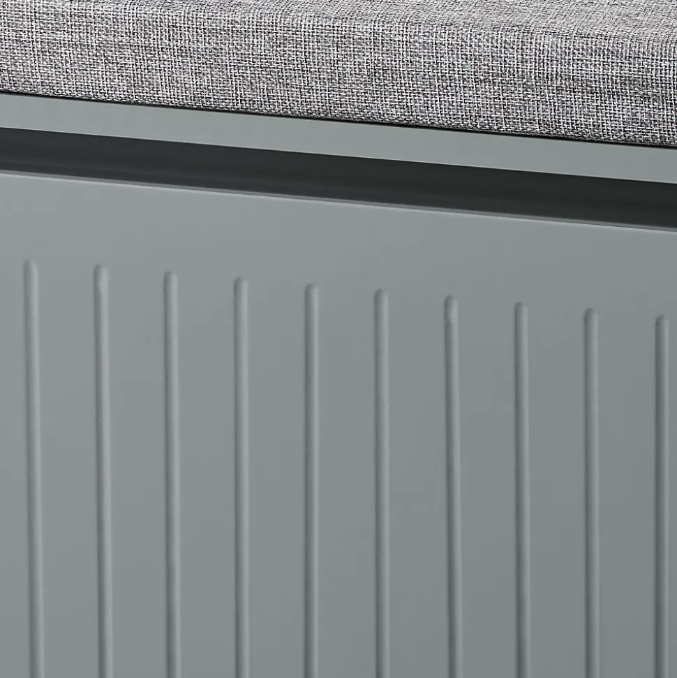 SoBuy FSR98-L-HG Banc à chaussures avec assise rembourrée et abattant, meuble d'entrée pratique, couleur gris
