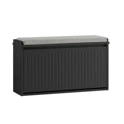 SoBuy FSR98-L-SCH Banc à chaussures avec assise rembourrée et abattant, couleur marron