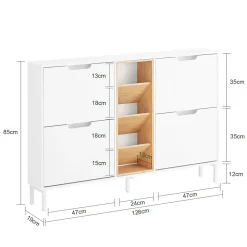 SoBuy FSR183-WN Meuble Chaussure, Armoire à Chaussures , Commode à 4 Abattants et 3 Compartiments