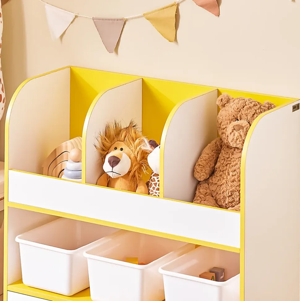 SoBuy Meuble de Rangement Enfant Organisateur de Jouets et Livres Bibliothèque