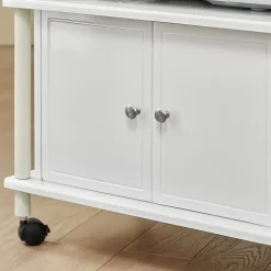 SoBuy Meuble de Rangement Roulant pour Cuisine, Chariot de Service et Desserte pour Micro-ondes en Bois FRG12-W