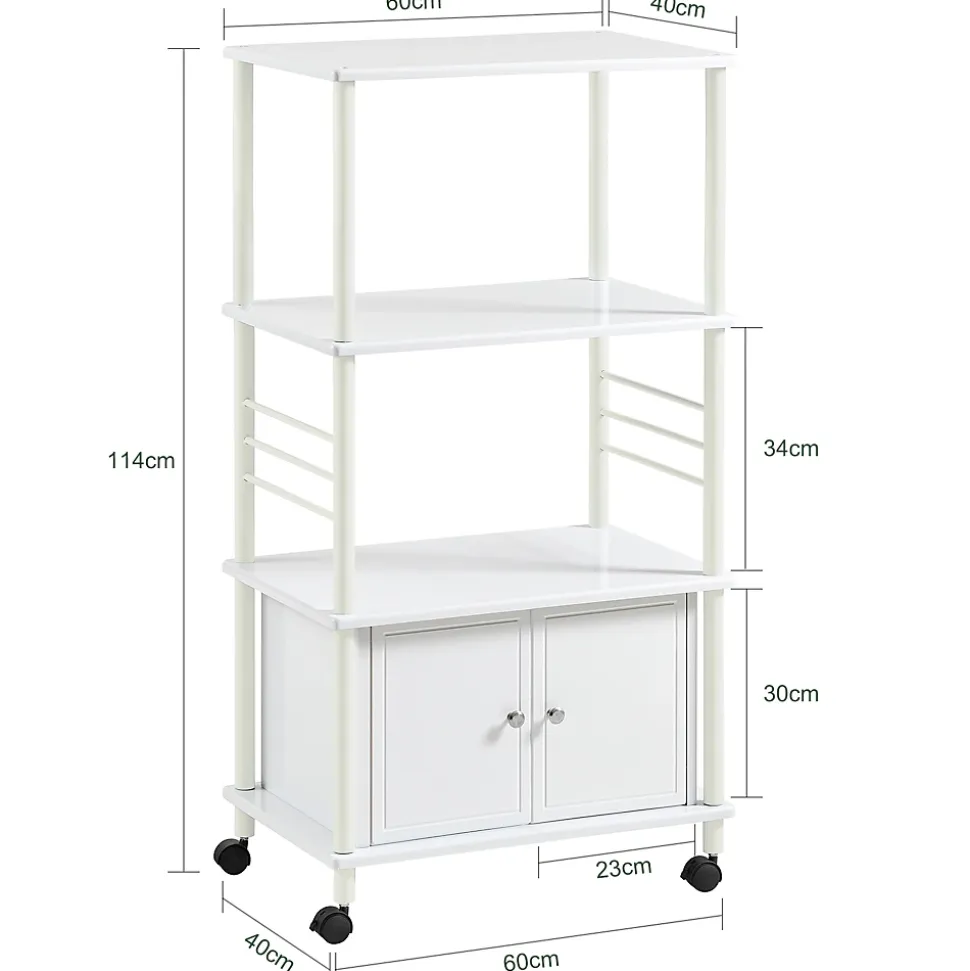 SoBuy Meuble de Rangement Roulant pour Cuisine, Chariot de Service et Desserte pour Micro-ondes en Bois FRG12-W