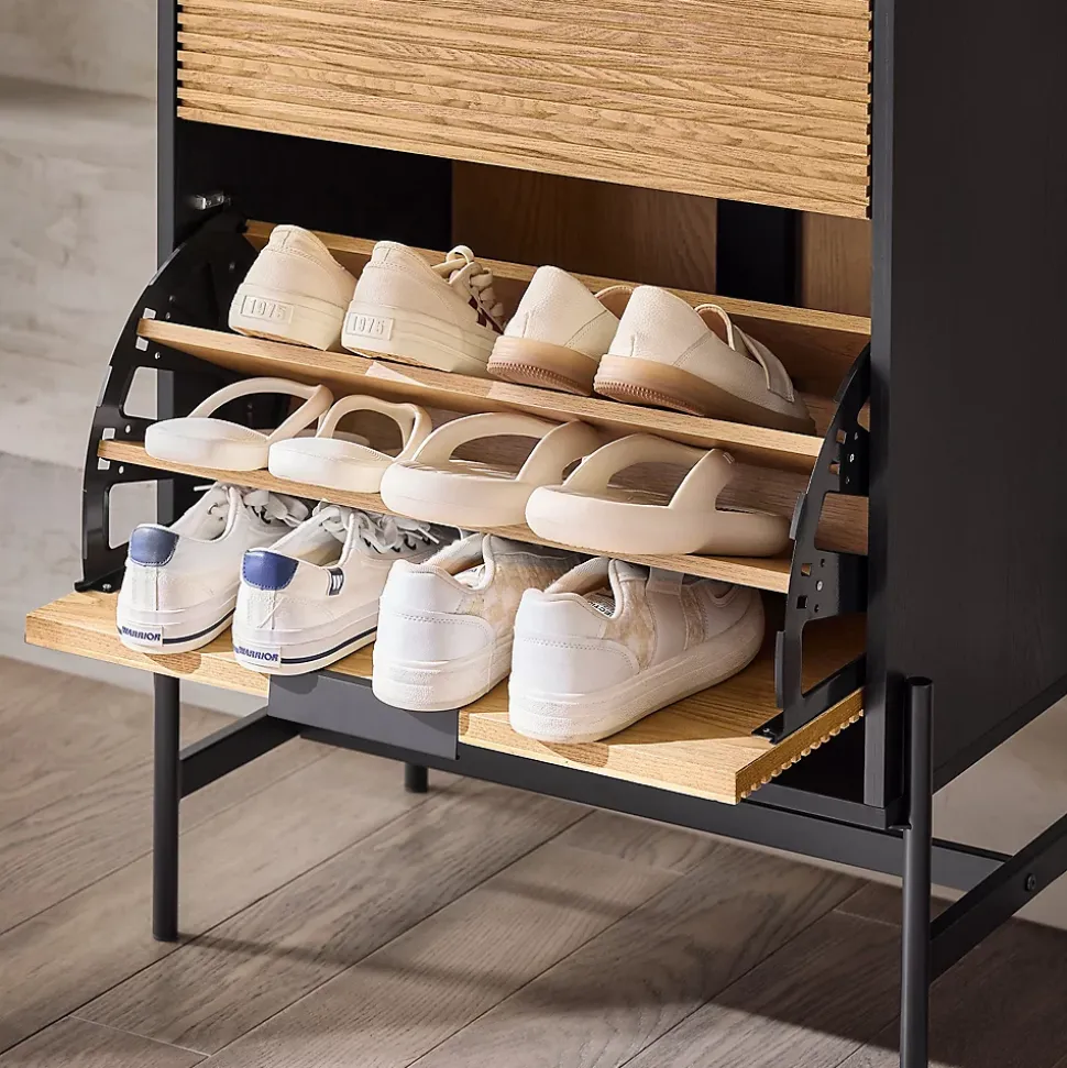 SoBuy Meuble d'Entrée avec Tiroirs et Abattants pour Rangement de Chaussures, Blanc