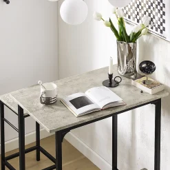 SoBuy OGT10-HG Set de 1 Table Haute + 2 Tabourets avec Repose-Pieds