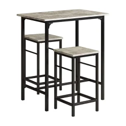 SoBuy OGT10-HG Set de 1 Table Haute + 2 Tabourets avec Repose-Pieds