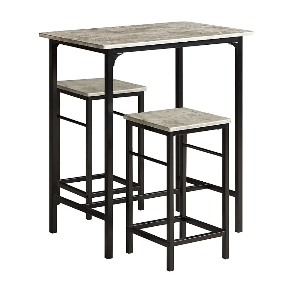 SoBuy OGT10-HG Set de 1 Table Haute + 2 Tabourets avec Repose-Pieds