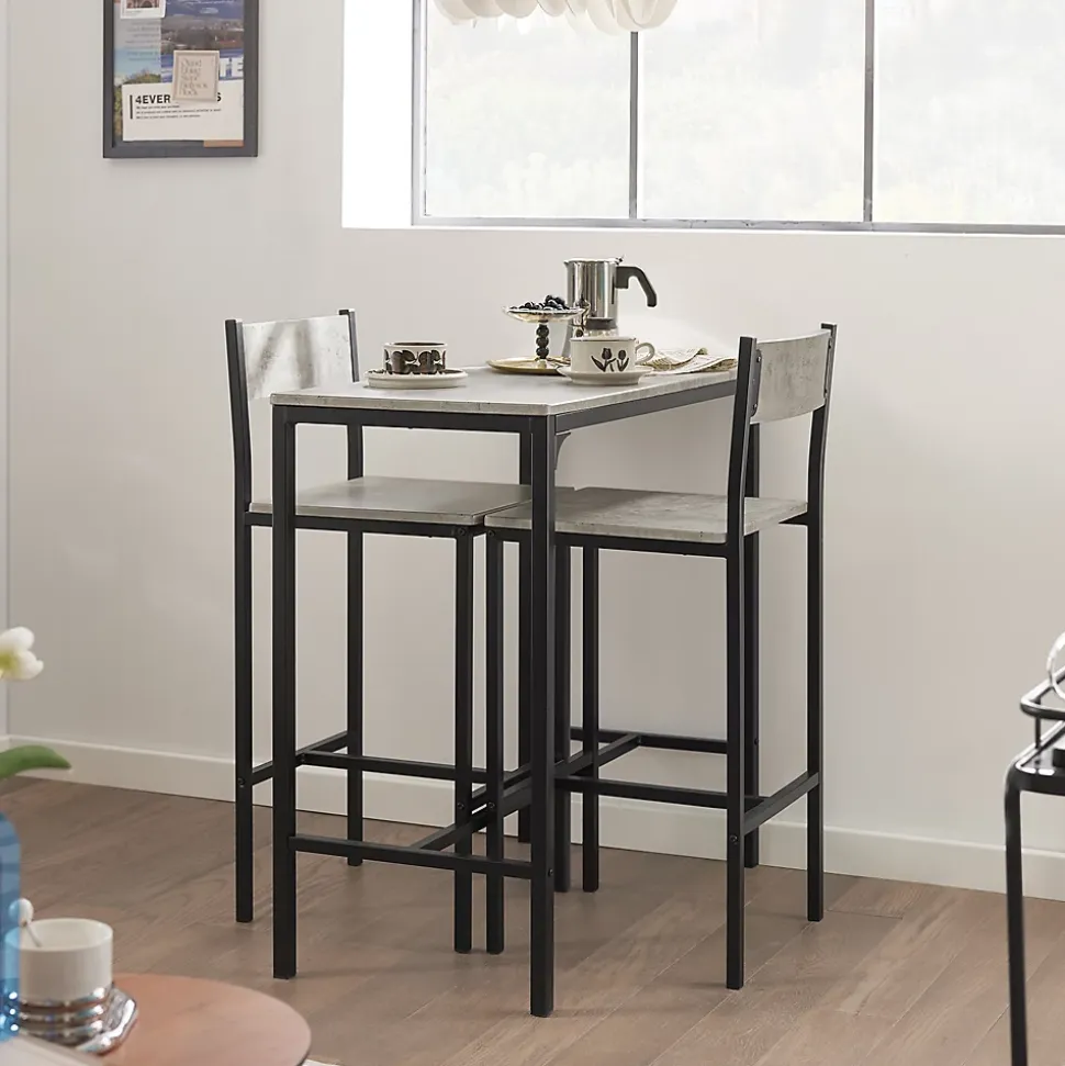 SoBuy OGT03-HG Set Table de Bar avec 2 Tabourets Hauts en Noir pour Cuisine ou Salon