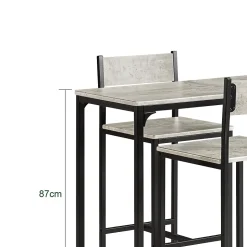 SoBuy OGT03-HG Set Table de Bar avec 2 Tabourets Hauts en Noir pour Cuisine ou Salon