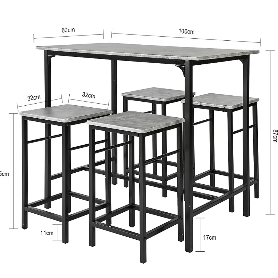SoBuy OGT11-HG Table de bar bistrot avec 4 tabourets, ensemble en bois couleur chêne clair