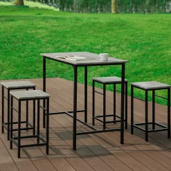 SoBuy OGT11-HG Table de bar bistrot avec 4 tabourets, ensemble en bois couleur chêne clair
