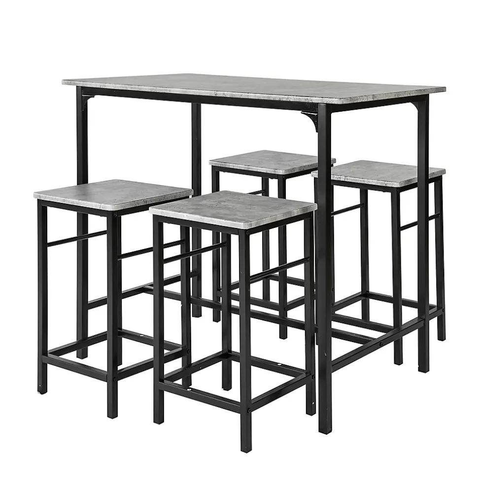 SoBuy OGT11-HG Table de bar bistrot avec 4 tabourets, ensemble en bois couleur chêne clair