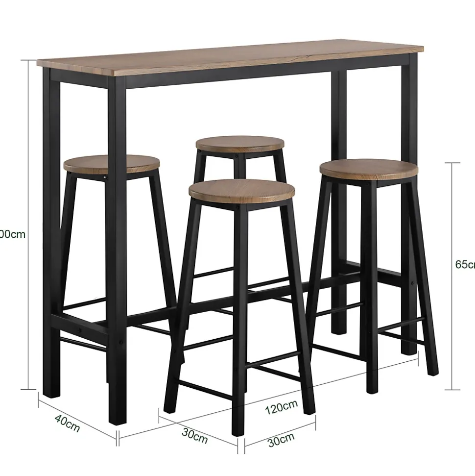 SoBuy OGT22-SCH Set de 1 Table + 4 Tabourets Ensemble Table Mange-Debout Cuisine