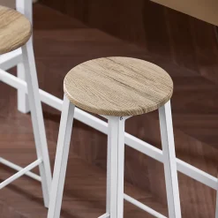 SoBuy OGT22-WN Set de Table + 4 Tabourets Ensemble Table de Bar Bistrot + 4 Tabourets de Bar avec Repose-Pieds(Blanc)