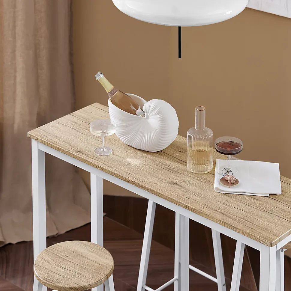 SoBuy OGT22-WN Set de Table + 4 Tabourets Ensemble Table de Bar Bistrot + 4 Tabourets de Bar avec Repose-Pieds(Blanc)