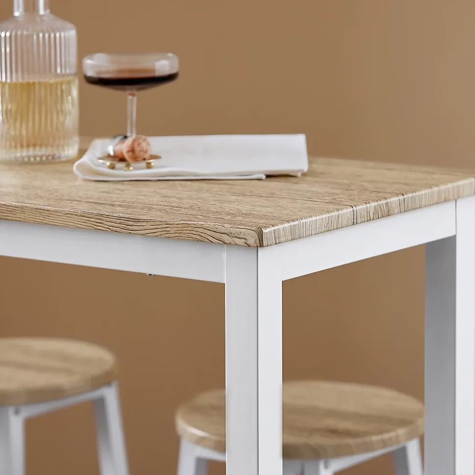SoBuy OGT22-WN Set de Table + 4 Tabourets Ensemble Table de Bar Bistrot + 4 Tabourets de Bar avec Repose-Pieds(Blanc)