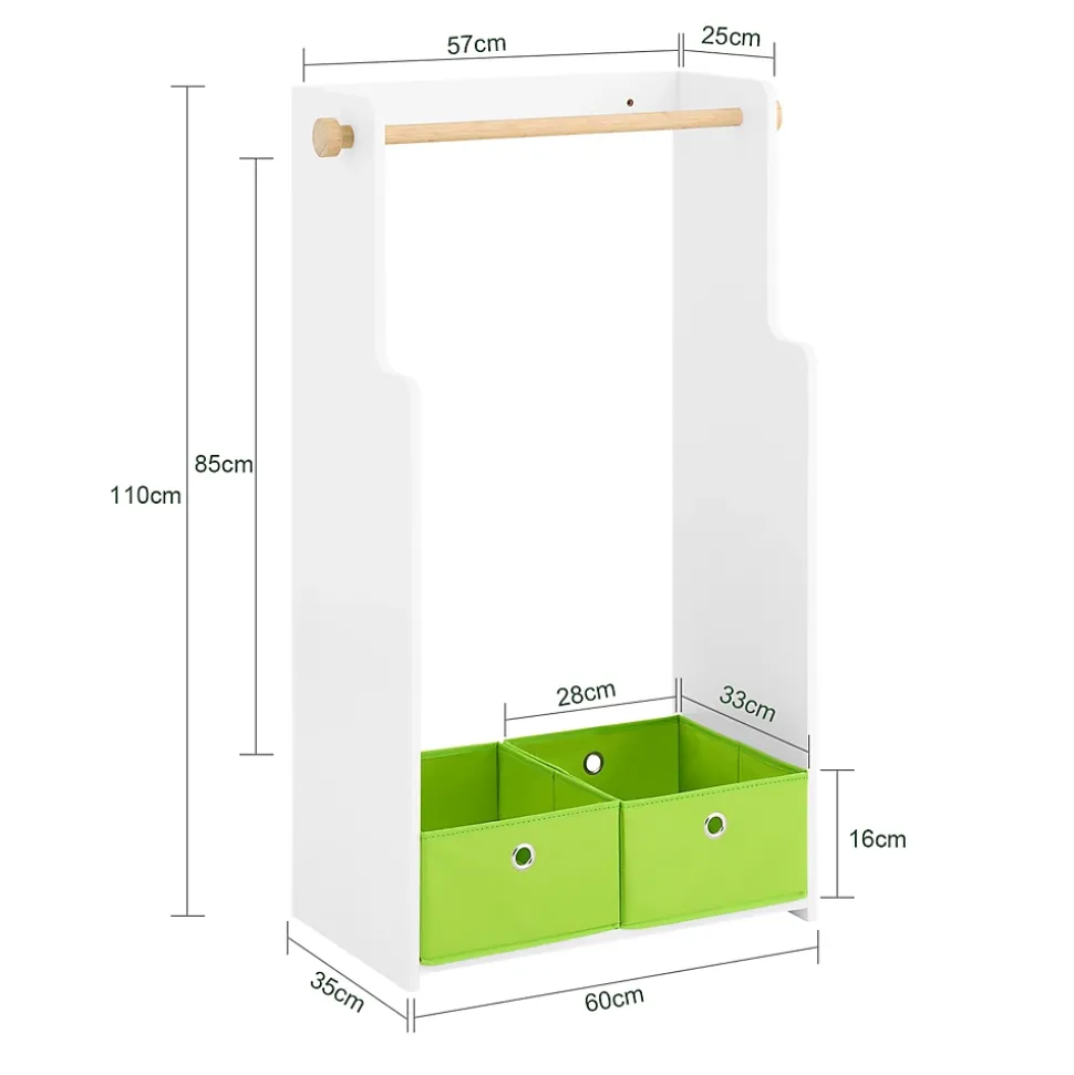 SoBuy Porte-Vêtements Enfant Penderie Garde-Robe Étagère pour Chambre 60x35x110 cm KMB109-W